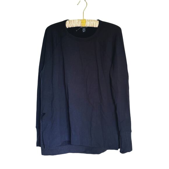 Athleta Coaster Luxe Recover Fleece Sweatshirt Black Medium Cozy Lounge Soft - Picture 2 of 9